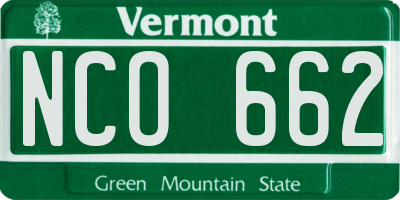 VT license plate NCO662