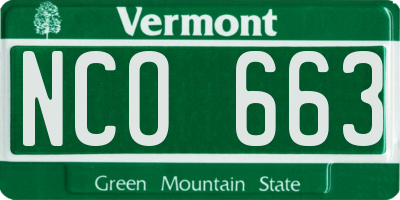 VT license plate NCO663