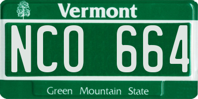 VT license plate NCO664