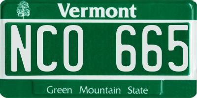 VT license plate NCO665