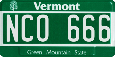 VT license plate NCO666