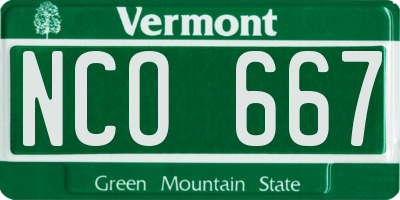 VT license plate NCO667