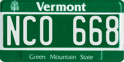 VT license plate NCO668