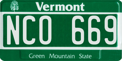 VT license plate NCO669