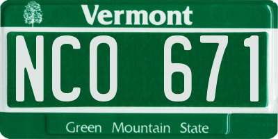 VT license plate NCO671