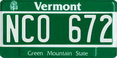 VT license plate NCO672