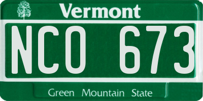 VT license plate NCO673