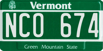 VT license plate NCO674