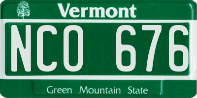VT license plate NCO676