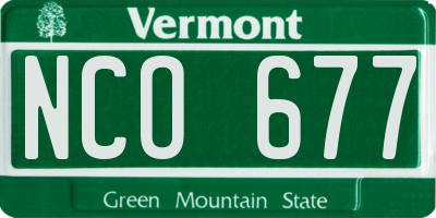 VT license plate NCO677