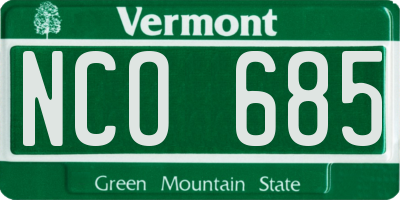 VT license plate NCO685