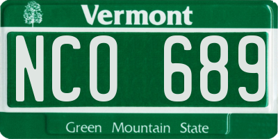 VT license plate NCO689