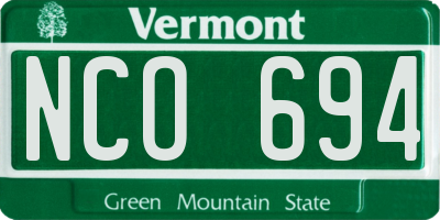 VT license plate NCO694