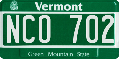 VT license plate NCO702