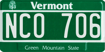 VT license plate NCO706