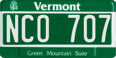 VT license plate NCO707