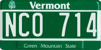 VT license plate NCO714