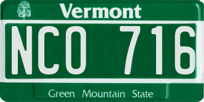 VT license plate NCO716