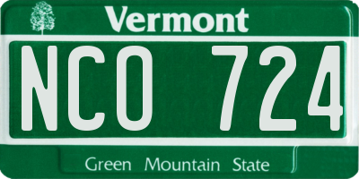 VT license plate NCO724