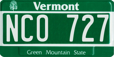 VT license plate NCO727