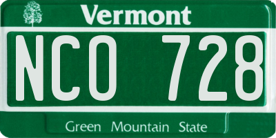 VT license plate NCO728