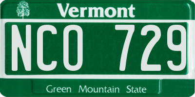 VT license plate NCO729