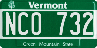 VT license plate NCO732