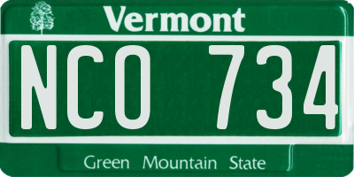 VT license plate NCO734