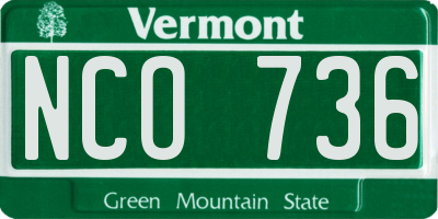 VT license plate NCO736