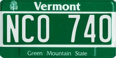 VT license plate NCO740