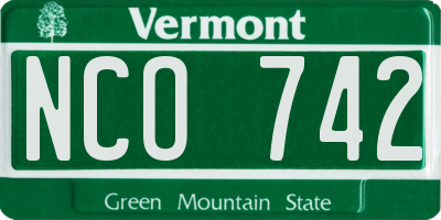 VT license plate NCO742