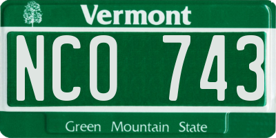 VT license plate NCO743