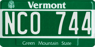 VT license plate NCO744