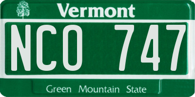 VT license plate NCO747