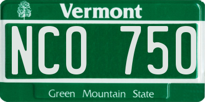 VT license plate NCO750