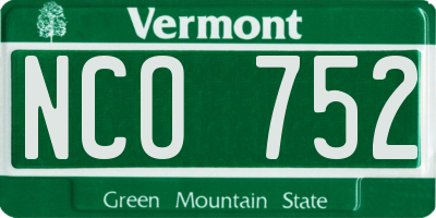 VT license plate NCO752
