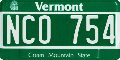 VT license plate NCO754