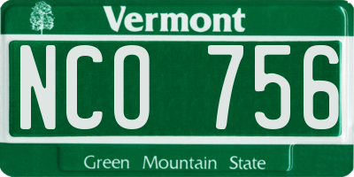 VT license plate NCO756