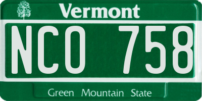 VT license plate NCO758