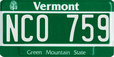 VT license plate NCO759