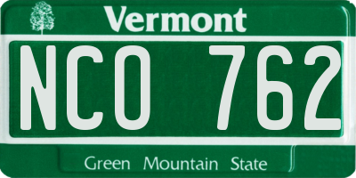 VT license plate NCO762