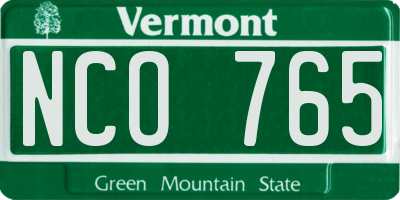 VT license plate NCO765