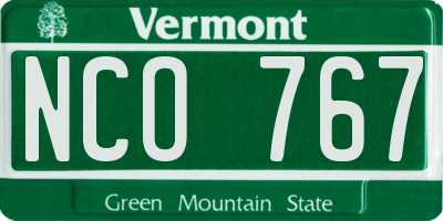 VT license plate NCO767