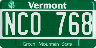 VT license plate NCO768