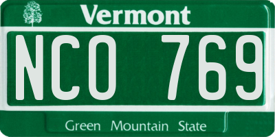 VT license plate NCO769