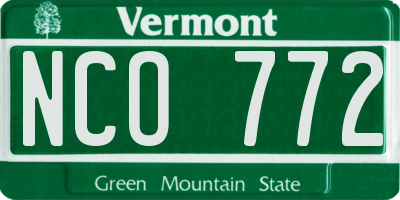 VT license plate NCO772