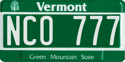VT license plate NCO777