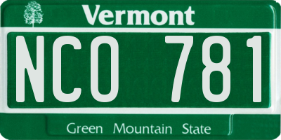 VT license plate NCO781