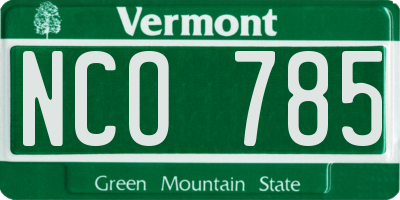 VT license plate NCO785