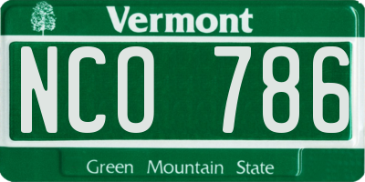 VT license plate NCO786